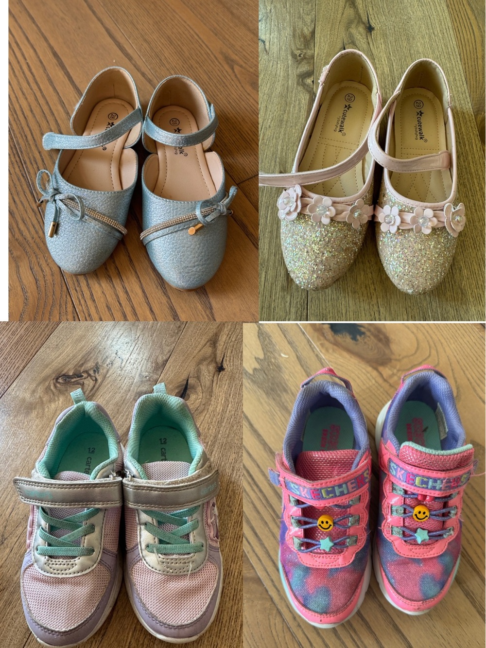 Girls 4 pairs 12 size shoes